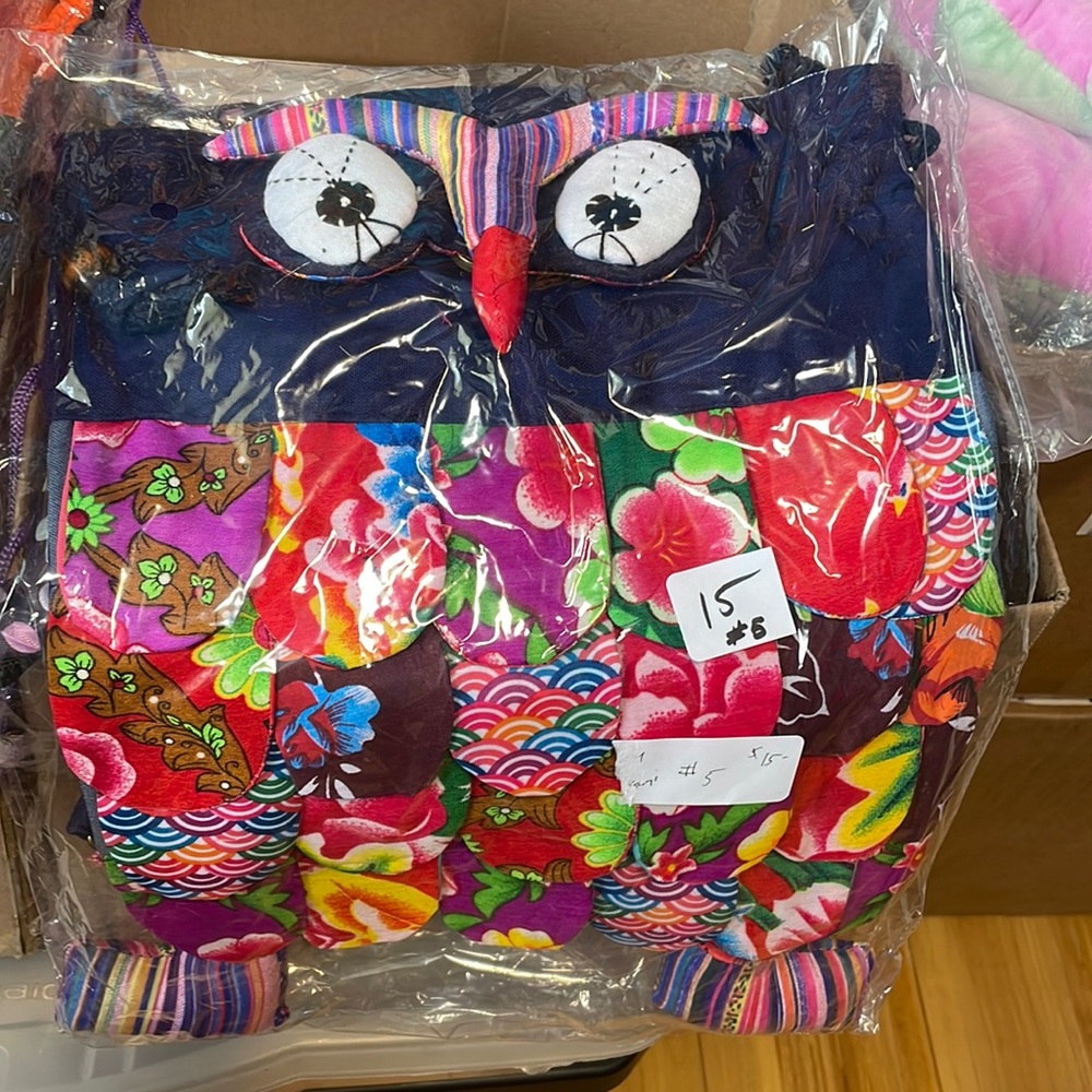 ❤️- Cute Navy patchwork owl 🦉 bag 11x15.  NWT.